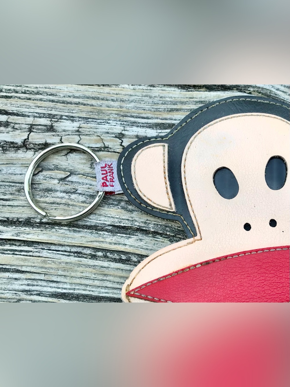 Vintage PAUL FRANK Julius Money Head Shape Zipper Mouth Coin Purse Keychain Rare - Picture 2 of 6